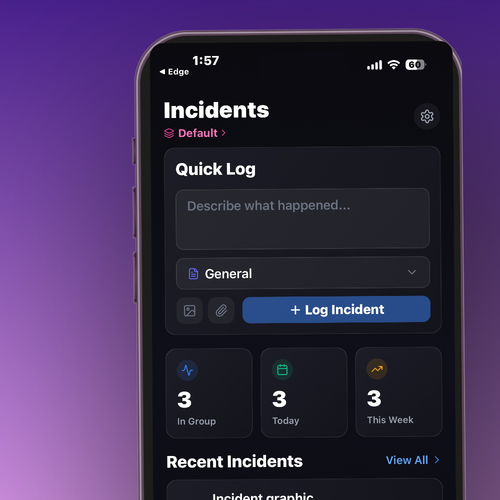 Screenshot of the Thrive Incident Logger interface